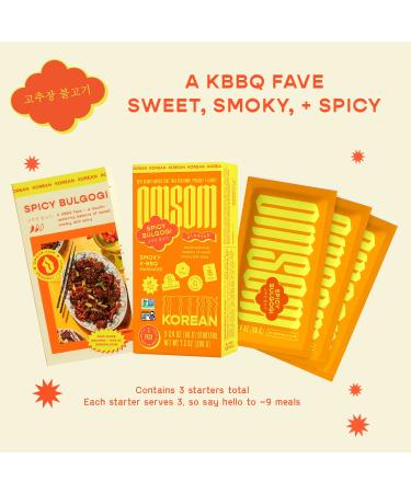 Omsom Korean Spicy Bulgogi Sauce - All-In-One Asian Sauce Packets | BBQ Marinade & Stir-Fry | Gochujang, Vegan, Gluten-Free, Non-GMO | 3 Packets (2.4 oz) - Spicy Korean BBQ - Buy Online on GoSupps.com