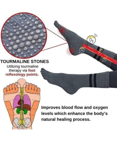 Healsox Anti-Edema Compression Socks - Tourmaline Acupressure & Self-Heating Magnetic Health Socks for Weight Loss & Foot Massage - Gray - Buy Online on GoSupps.com