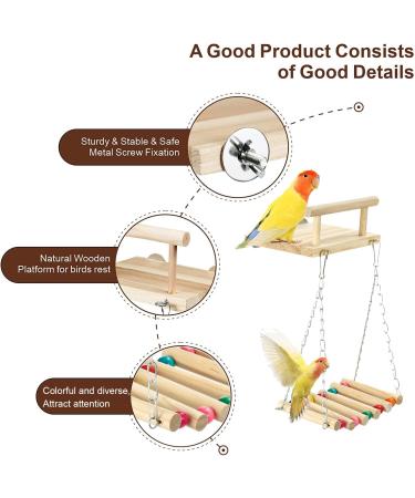 Bird Perches Cage Toys Parrot Wooden Platform Exercise Stands with Wood Swing Ferris Wheel Chewing for for Parakeet Conure Cockatiel Budgies Hummingbird (Style C) - Buy Online on GoSupps.com