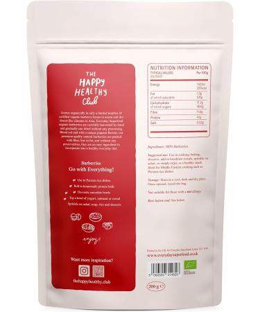 Organic Dried Barberries 200g from Certified Organic Barberry Farms Premium and Raw Barberries an Alternative to Dried Cranberries - Buy Online on GoSupps.com
