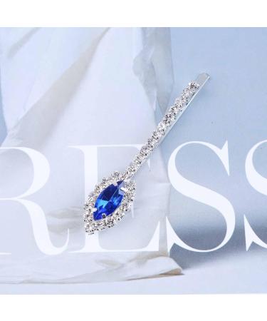 Inilbran Vintage Sapphire Crystal Hair Pin Barrettes Blue Crystal Wedding Hair Barrettes Vintage Rhinestone Hairpin Barrette Bling Cz Hair Pins Hairclip Decorative Bobby Pins Bridal Hairclip(Style A) - Buy Online on GoSupps.com