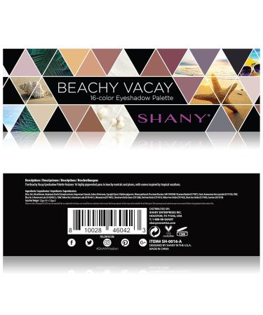 SHANY Beachy Vacay 16-Color Eyeshadow Palette - Highly Pigmented Long-Lasting Eye Makeup with Dual-Sided Brush & Mirror | International Shipping Available - Buy Online on GoSupps.com