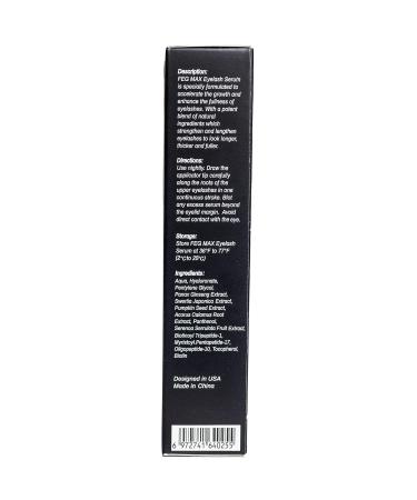 FEG Max Eyelash Serum | Fast & Effective Growth for Longer Darker Lashes | Natural Eyelash & Brow Serum | 6 mL - Ships Internationally - Buy Online on GoSupps.com