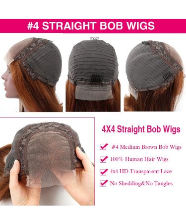 CHEETAHBEAUTY 12 Bob Wig - 4x4 Lace Closure, Human Hair, Medium Brown, Pre-Plucked for Black Women - Buy Online on GoSupps.com