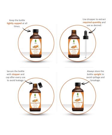 SVA Carrot Seed Oil - 100% Natural Cold Pressed - 4 Fl Oz - Ideal for Face Skin Hair & Scalp Massage - Carrier Oil with Dropper - Buy Online on GoSupps.com