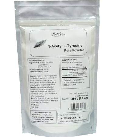 NuSci N-Acetyl L-Tyrosine 250g (8.8 oz) Pure Powder AJI Quality Better Bioavailability Energy Ingredient