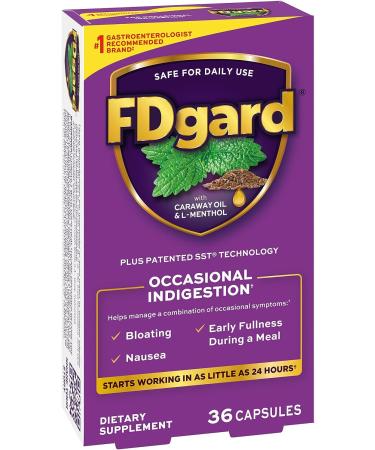 FDgard Dietary Supplement to Help Manage Meal-Triggered Indigestion, 36 Capsules (Packaging May Vary) 36 Count (Pack of 1)