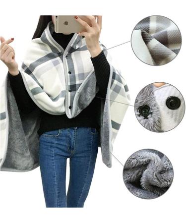 Multifunction Wrap Shawl Neck Shoulder Blanket Pad Warm Blanket Lazy Shawl Blanket Winter Warm Blanket Cape Gray Grid 100*140cm - Buy Online on GoSupps.com
