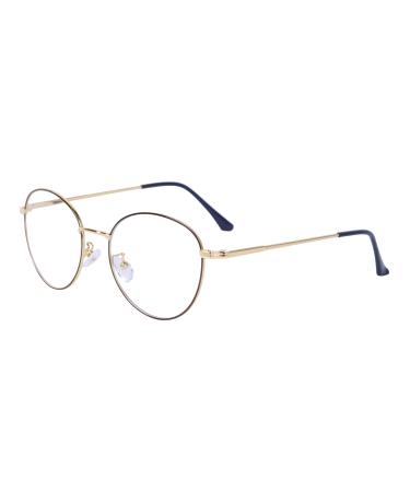 Joxigo computer glasses anti-blue light without strength anti-fatigue UV protection retro round metal frame glasses frame with glasses case black gold