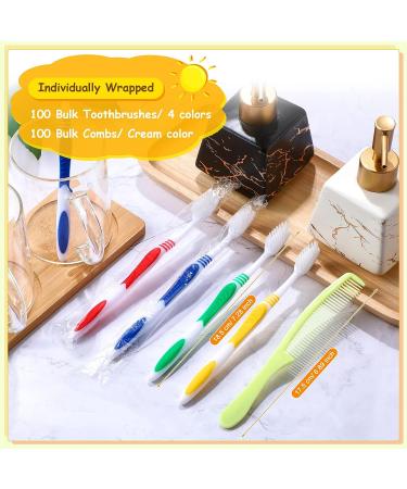 200 Pcs Disposable Toothbrushes and Comb Kit | Soft Individually Wrapped Bulk Toothbrushes for Adults/Kids | Travel Hair Combs | Ideal for Homeless, Hotel, Shelter, Nursing Home & Charity - Buy Online on GoSupps.com