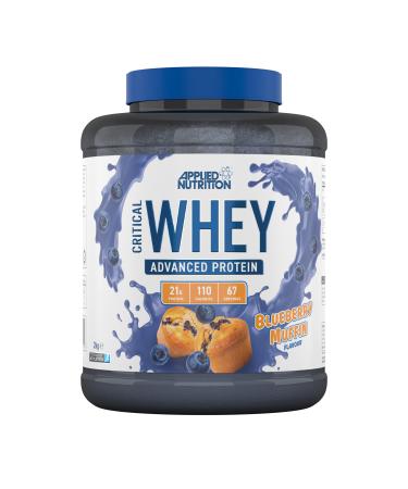 Applied Nutrition Critical Whey Protein Powder 2kg - High Protein Powder Protein Milkshake Muscle Building Supplement with BCAAs & Glutamine (2kg - 67 Servings) (Blueberry Muffin) Blueberry Muffin 2 kg (Pack of 1)