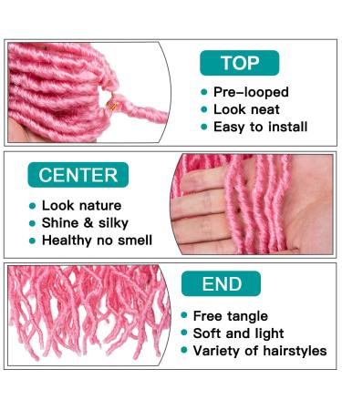 ZRQ 2 Packs 36 Inch Pink Faux Locs Crochet Hair - Soft Wavy Goddess Locs, Pre-looped Curly Afro Roots - Buy Online on GoSupps.com