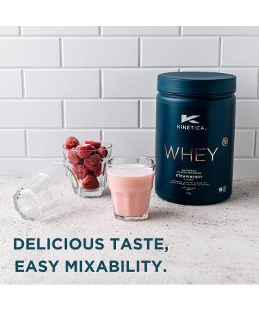 Kinetica Strawberry Whey Protein Powder 2.27kg - 23g Protein per Serving | Grass-Fed EU Cows | 76 Servings | Superior Mixability & Taste - Buy Online on GoSupps.com