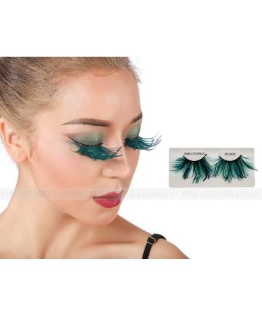 EMILYSTORES Green Faux-Feather Costume Eyelashes - Dramatic Halloween & Party Look (1 Pair - Buy Online on GoSupps.com