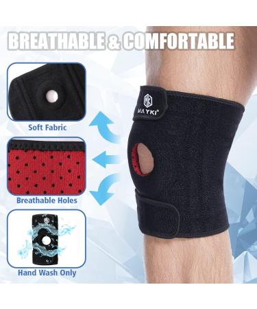 MAYKI Adjustable Knee Support Brace for Men/Women with Patella Gel Pad - Anti-Slip Knee Brace for Arthritis & Ligament Damage - One Size, Dark Black - Buy Online on GoSupps.com
