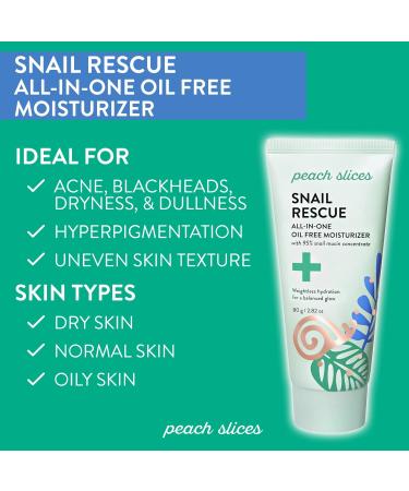 Peach Slices Snail Rescue Face Moisturizer - 95% Snail Mucin, Lightweight Hydration - 2.82 oz - Buy Online on GoSupps.com