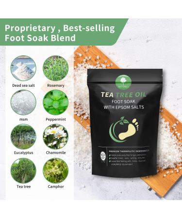 Tea Tree Oil Foot Soak with Epsom Salt - Soothes Athlete's Foot, Softens Calluses, and Reduces Foot Odor - 16 oz - Buy Online on GoSupps.com