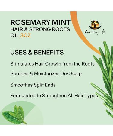 Sunny Isle Rosemary Mint Hair and Strong Roots Oil with Biotin & Castor Oil 3oz - Strengthen & Nourish Hair Follicles for Dry Scalp, Split Ends - All Hair Types - Buy Online on GoSupps.com