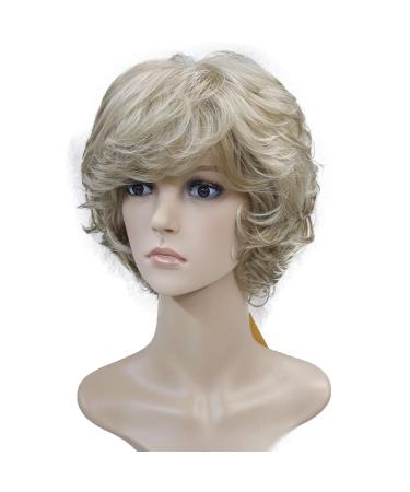 Short Layered Shaggy Wavy Bob Wig | Full Synthetic Capless Wig for White Women | Blonde Highlights L16-613 - Buy Online on GoSupps.com