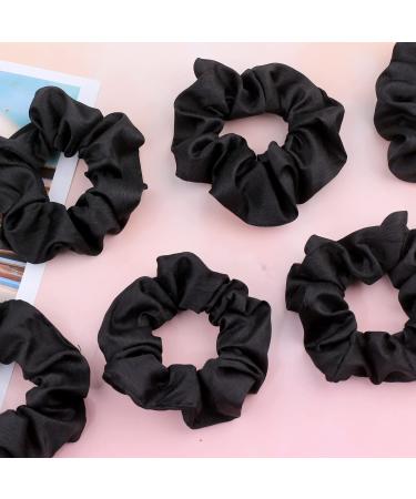 IVARYSS Black Satin Scrunchies for Women - 12 Pack Hair Accessories - Buy Online on GoSupps.com