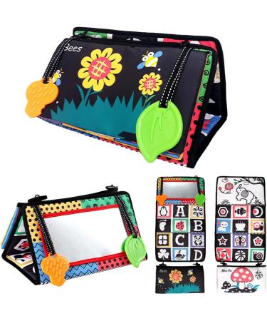 SunshineFace Baby Crackling Book & Belly Time Mirror - Soft Infant Toy with Bite Ring for Vision Development - Foldable Red Design - Buy Online on GoSupps.com