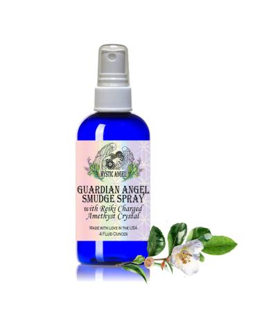 Guardian Angel Smudge Spray with Reiki Charged Amethyst Crystal (4 oz)