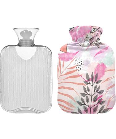 NAANLE Pink Palm Leaves Heat Bottle - 2L Transparent Hot Water Bottle for Back Pain Relief & Warmth Therapy - Buy Online on GoSupps.com