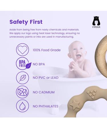 Infatot Baby Teething Toys - MultiTexture Silicone Teethers for Babies 0-6 Months - Plum & Milk | Newborn Essentials & Baby Shower Gift - Buy Online on GoSupps.com