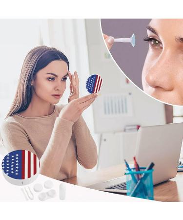 America Flag Round Case For Contact Lens Kit Storage Box with Mirror Printed - Buy Online on GoSupps.com