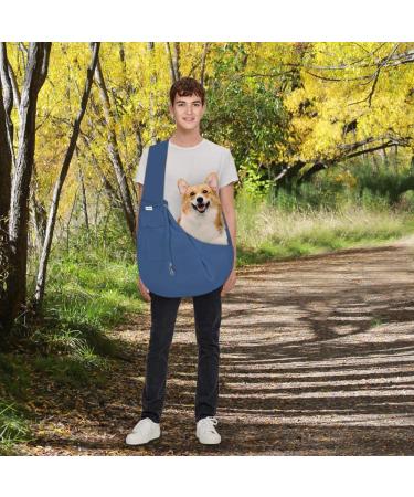 FDJASGY Small Pet Sling Carrier- Hands Free Reversible Papoose Bag with Safety Belt for Dog Cat - Navy Blue - Buy Online on GoSupps.com