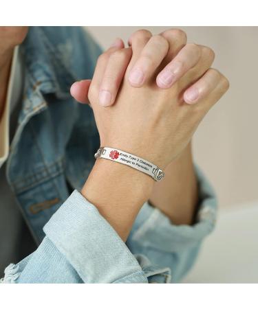 VNOX Men's Medical Alert ID Bracelet - Stainless Steel Wrist Link Chain with Free Engraving - 8 Inches - Buy Online on GoSupps.com