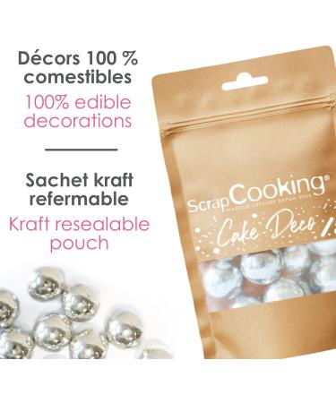 ScrapCooking 7464 Silver Beads XXL 55 g Edible Food Decoration Sprinkles Chocolate Milk & Silver for Desserts Cakes Logs Christmas Birthday - Buy Online on GoSupps.com