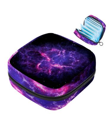 Menstruation pad bag with zipper women's napkin bag tampons collection bags for women and girls (space abstract crab fog galaxy)