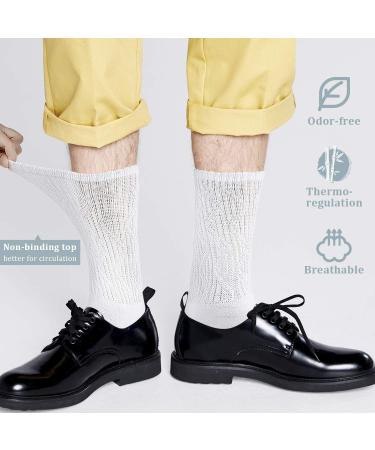 +MD Men's Non-Binding Moisture Wicking Bamboo Crew Diabetic Socks 10-13 - Black/White (4 Pairs) - Buy Online on GoSupps.com