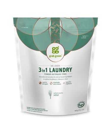 Grab Green 3-in-1 Laundry Detergent Pods Vetiver 60 Loads 2 lbs