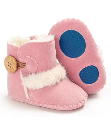EDOTON Baby Warm Booties with Button Design | Soft Non-slip Sole Snow Boots for 0-6 Months | Pink - Buy Online on GoSupps.com