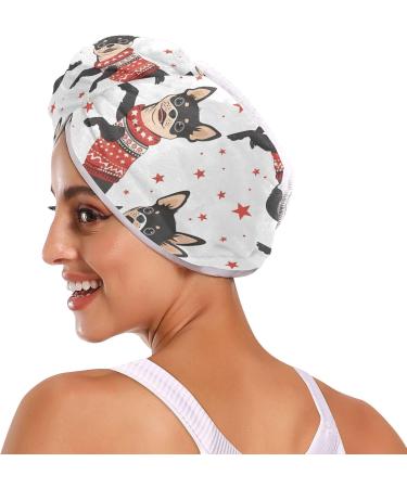 Cute Jumping Dog Hair Towel 2 Pack - Super Absorbent Quick Dry Hair Turbans for Women & Girls - Buy Online on GoSupps.com