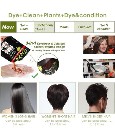 MQUPIN Black Hair Dye Shampoo - Instant, Easy-to-Use Permanent Hair Color for Men and Women - Natural Ingredients (10 PCS) - Buy Online on GoSupps.com