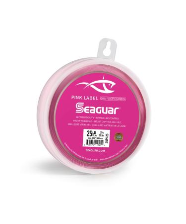 Seaguar Pink Label Fluorocarbon Fishing Leader Line, 100% Fluorocarbon, Minimal Stretch, Excellent Abrasion Resistance and Strength 25yd 15lb