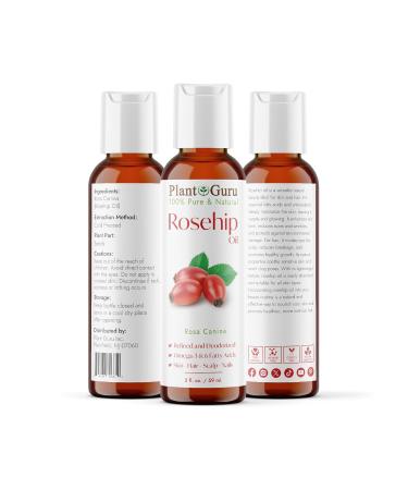 Rosehip Oil 2 oz - 100% Pure Refined & Deodorized | Natural Skin Body & Face Care | Promotes Hair Growth & More - Buy Online on GoSupps.com