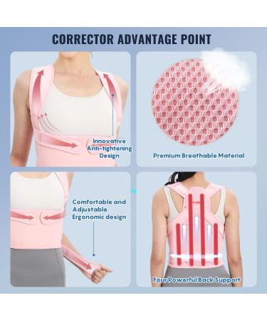 Fit Geno Back Brace Posture Corrector for Women - Adjustable Full Back Support for Pain Relief | Scoliosis & Hump Treatment - Pink Large - Buy Online on GoSupps.com