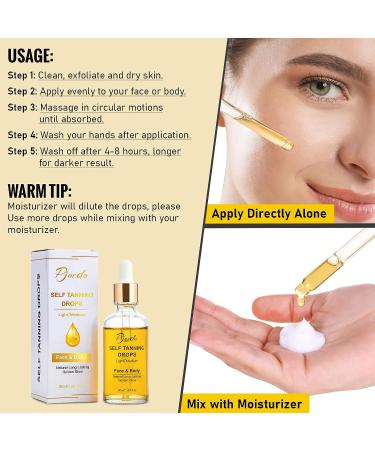 Pjordo Self Tanner Drops 50ml - Natural Sunless Bronzing Lotion for Golden Glow - Vegan & Cruelty Free - Gradual Tan Formula - Buy Online on GoSupps.com