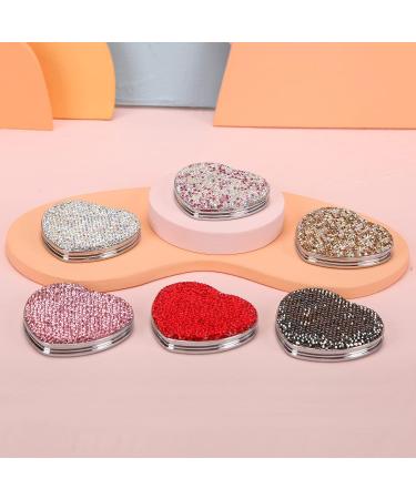 Fawziya Bling Heart Makeup Mirror 2X Magnifying - Red | Compact, Portable Beauty Mirror - Buy Online on GoSupps.com