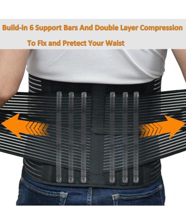 Back Support Brace Belt for Men & Women - Breathable Lumbar Support for Lower Back & Sciatica Pain Relief - 6 Reinforced Bones, Black, Medium - Buy Online on GoSupps.com