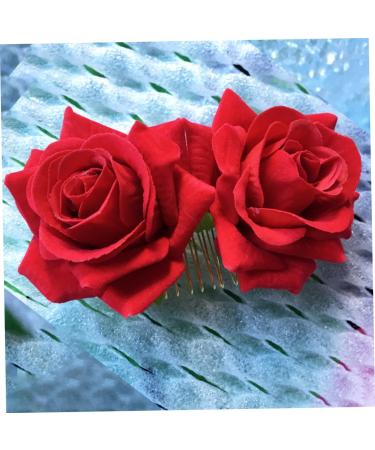 Beaupretty Hair Accessory for Women Barrettes for Women Hair Combs for Women Rose Hair Comb Rose Hair Clip Flower Hair Comb Fork Comb Hairpin Hair Accessories Red Headgear - Buy Online on GoSupps.com