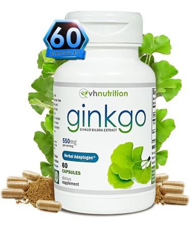 Ginkgo Biloba Supplement | Nootropic Herbal Extract to Improve Memory, Energy, and Focus | 60 Capsules | VH Nutrition - Buy Online on GoSupps.com