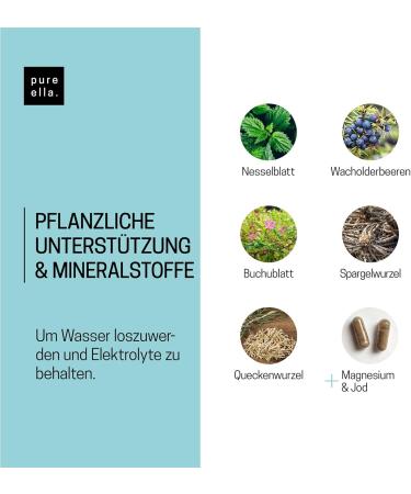 Pure Ella Nettle Drainage Capsules - Vegan Detox with Magnesium Juniper & Asparagus - 60 Natural Capsules for Gentle Drainage Support - Buy Online on GoSupps.com