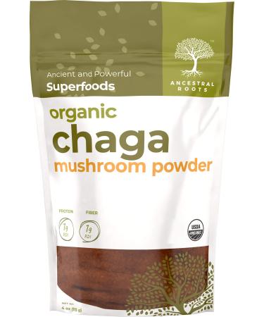 Ancestral Roots Organic Chaga Mushroom Powder - 100% Pure, USDA Certified Organic Chaga Mushroom Powder  4oz