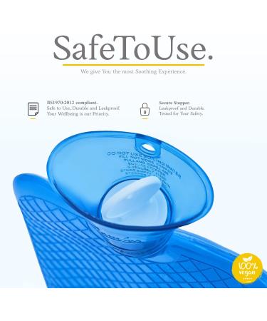 Qomfor 1.8L Hot Water Bottle | Premium Pain Relief for Back Period & Neck | No Cover | Perfect Gift for Women - Blue - Buy Online on GoSupps.com