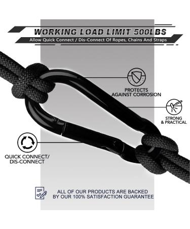 Autmatch Carabiner Clips 3 Spring Snap Hook Buckle Heavy Duty Locking Carabiners 4 Pack M8 - 5/16 Carbon Steel - Black - Buy Online on GoSupps.com